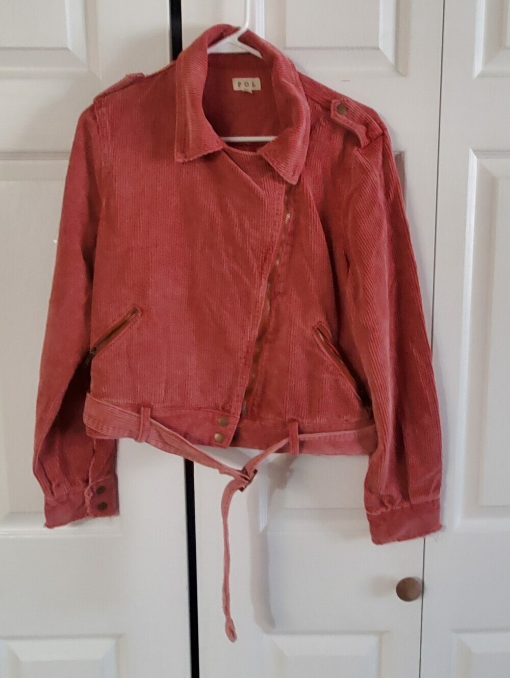 POL CORDUROY MOTORCROSS RIDER JACKET. SMALL CROPPED ASYMMETRICAL ZIP. MOTO Nwt